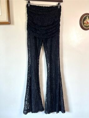 SHEIN Black Lace Flare Pants XS